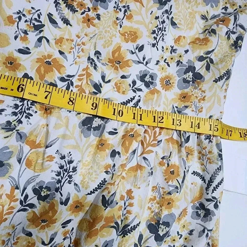 Joie V-neck Maxi Dress Yellow Floral Boho Tiered Impire Cotton Size 10 Women's - Picture 5 of 13
